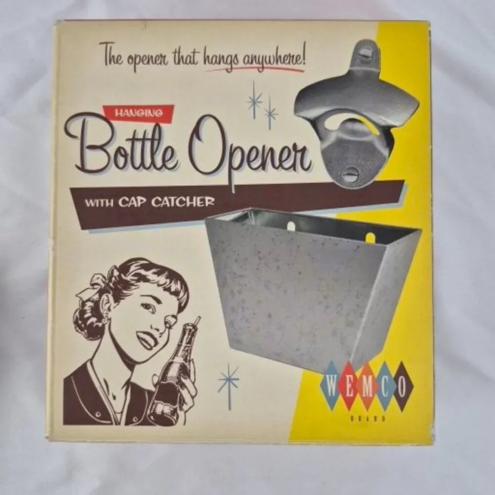 WEMCO Hanging Bottle Opener with Cap Catcher New in Box